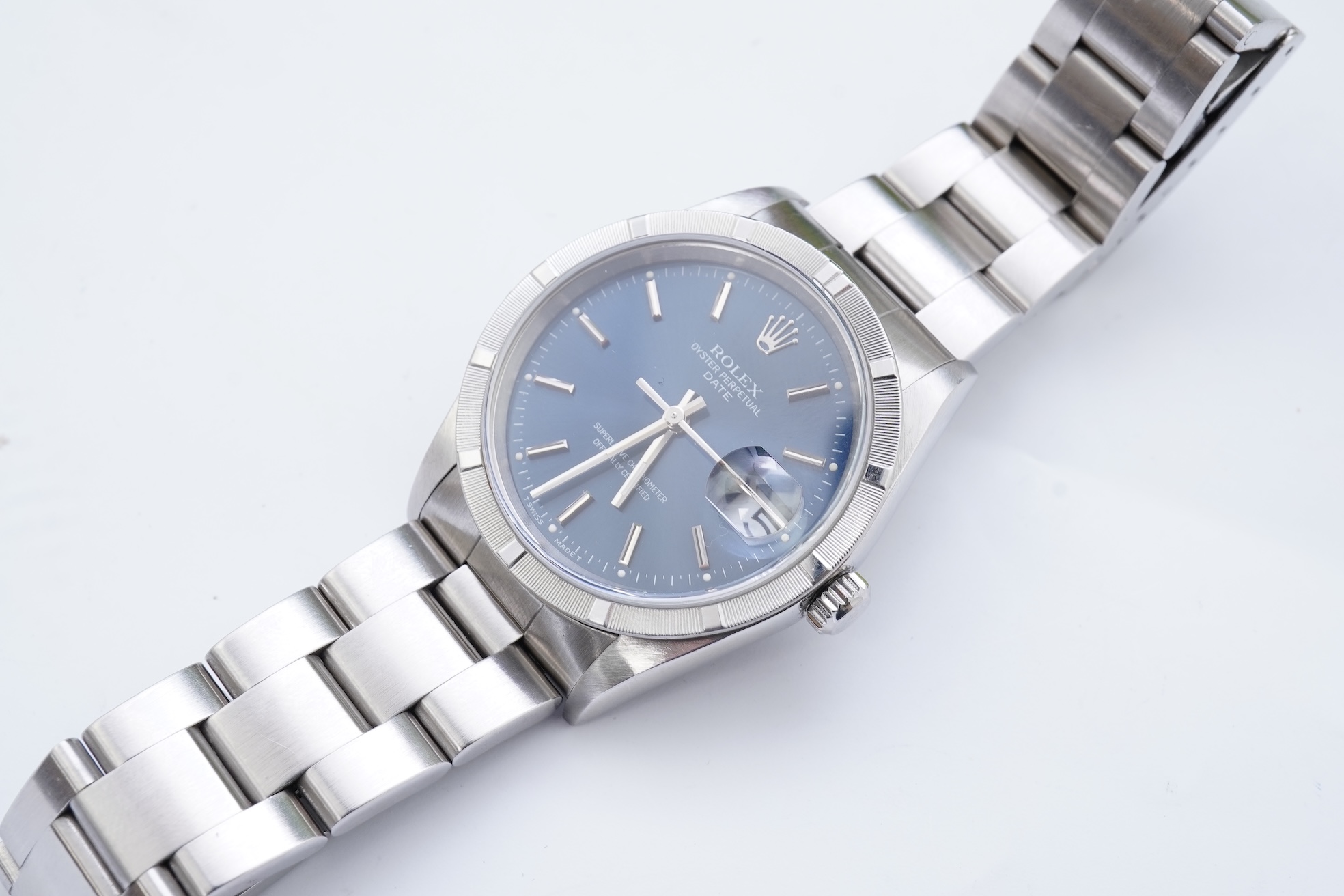 A gentleman 1990's stainless steel Rolex Oyster Perpetual Date wrist watch